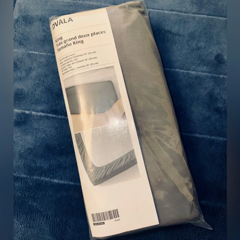 IKEA Dvala King Fitted Sheet, Grey, 🆕✨